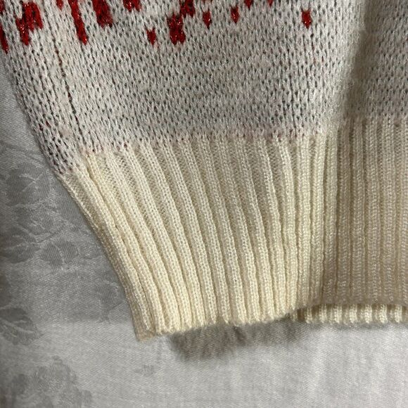 Vintage 1980’s Sweater Medium Off White Sparkle Fans Regency Collection Sequin - Picture 4 of 16